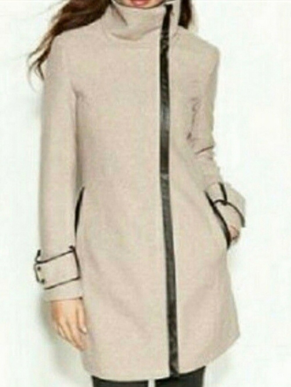 Calvin Klein Women's Taupe Wool-Blend Coat
